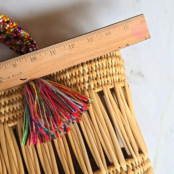 NWOT Chacha d'amour Straw Market Tote w/ Beaded Handles - Picture 12 of 16